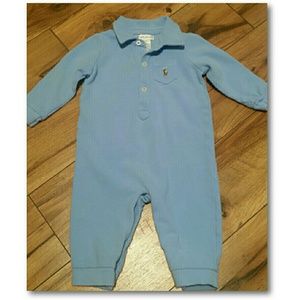 Ralph Lauren Infant Polo Romper 9M Blue Pocket